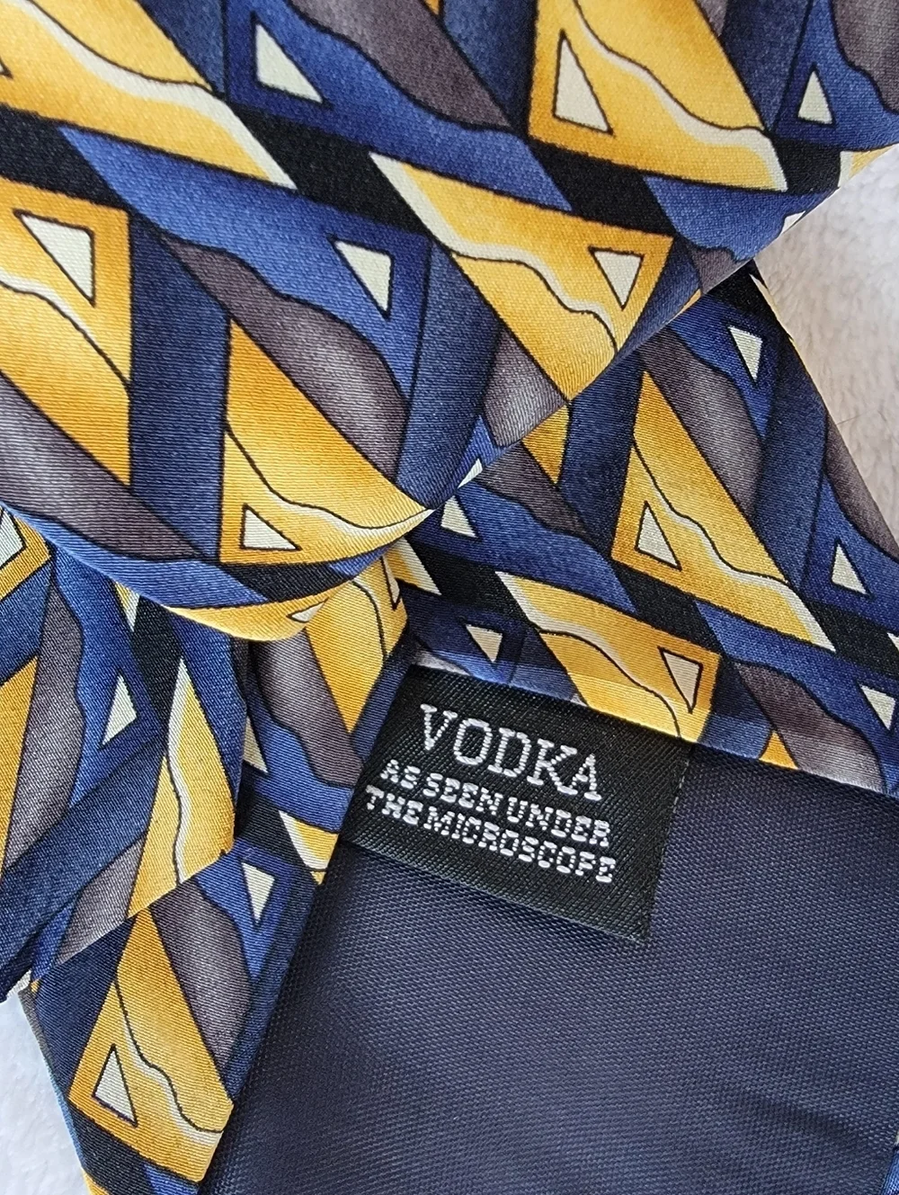 Stonebridge Ltd Cocktail Collection Molecular Vodka Tie Blue Yellow 100% Silk